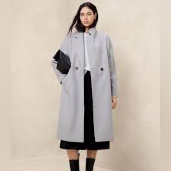 Banana Republic Factory Cocoon Coat Heather Grey XS NWT - Picture 1 of 9
